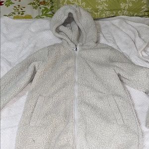 Oversized white teddy jacket